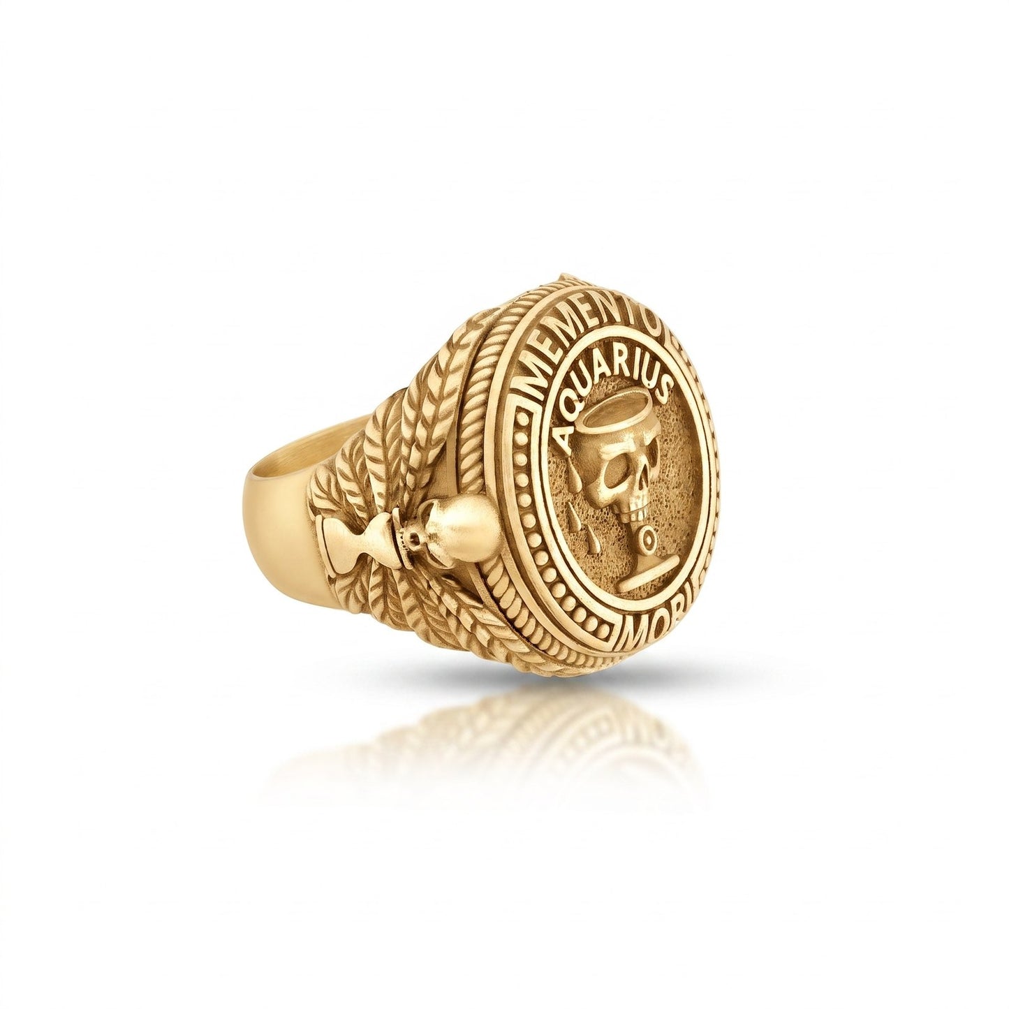 Aquarius Zodiac Skull Ring