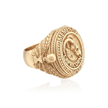 Capricorn Zodiac Skull Ring