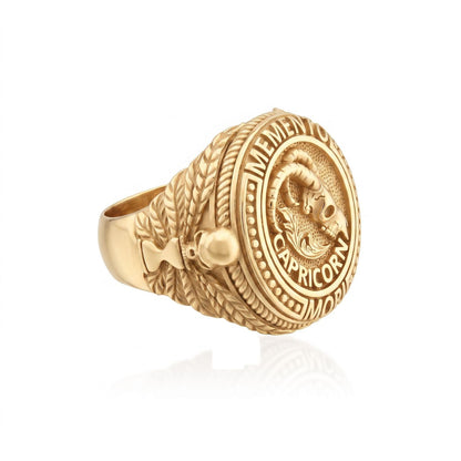 Capricorn Zodiac Skull Ring