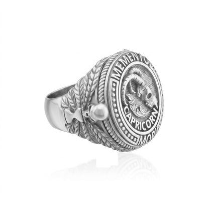 Capricorn Zodiac Skull Ring