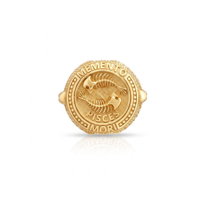 Pisces Zodiac Skull Ring