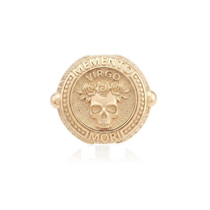 Virgo Zodiac Skull Ring