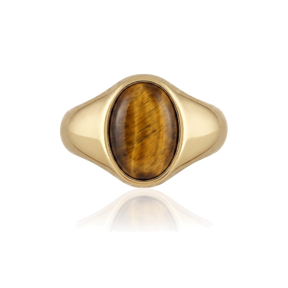 Oval Tiger Eye Signet Ring