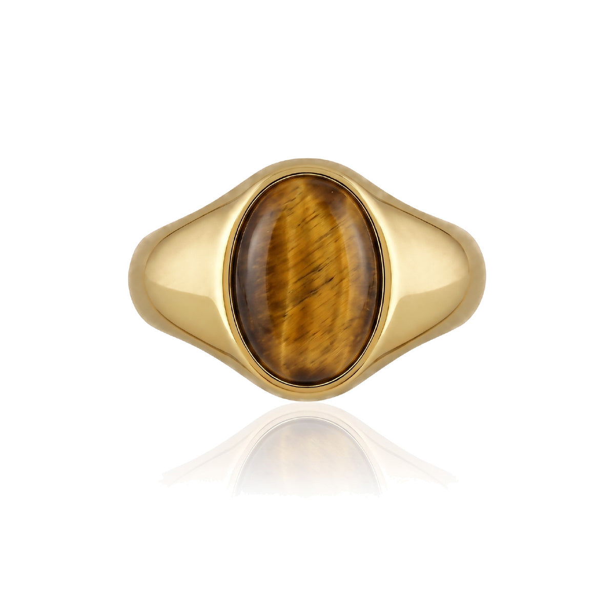Oval Tiger Eye Signet Ring