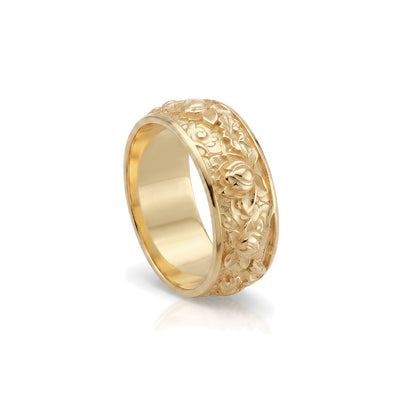Rose and Flowers band ring