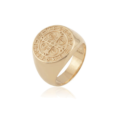 St. Benedict Medal Cross Signet Ring