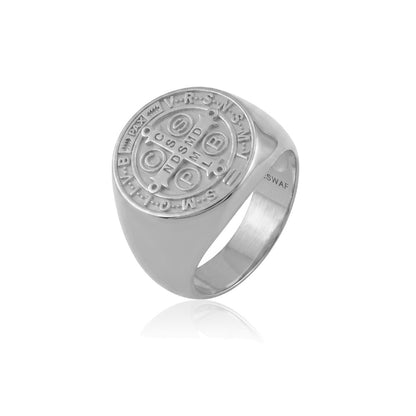 St. Benedict Medal Cross Signet Ring