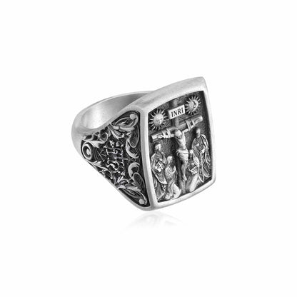 Jesus Crucifixion Signet Ring