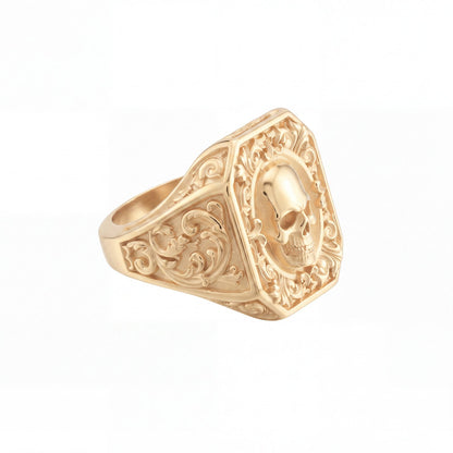 Baroque Skull Signet Ring