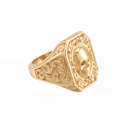Baroque Skull Signet Ring