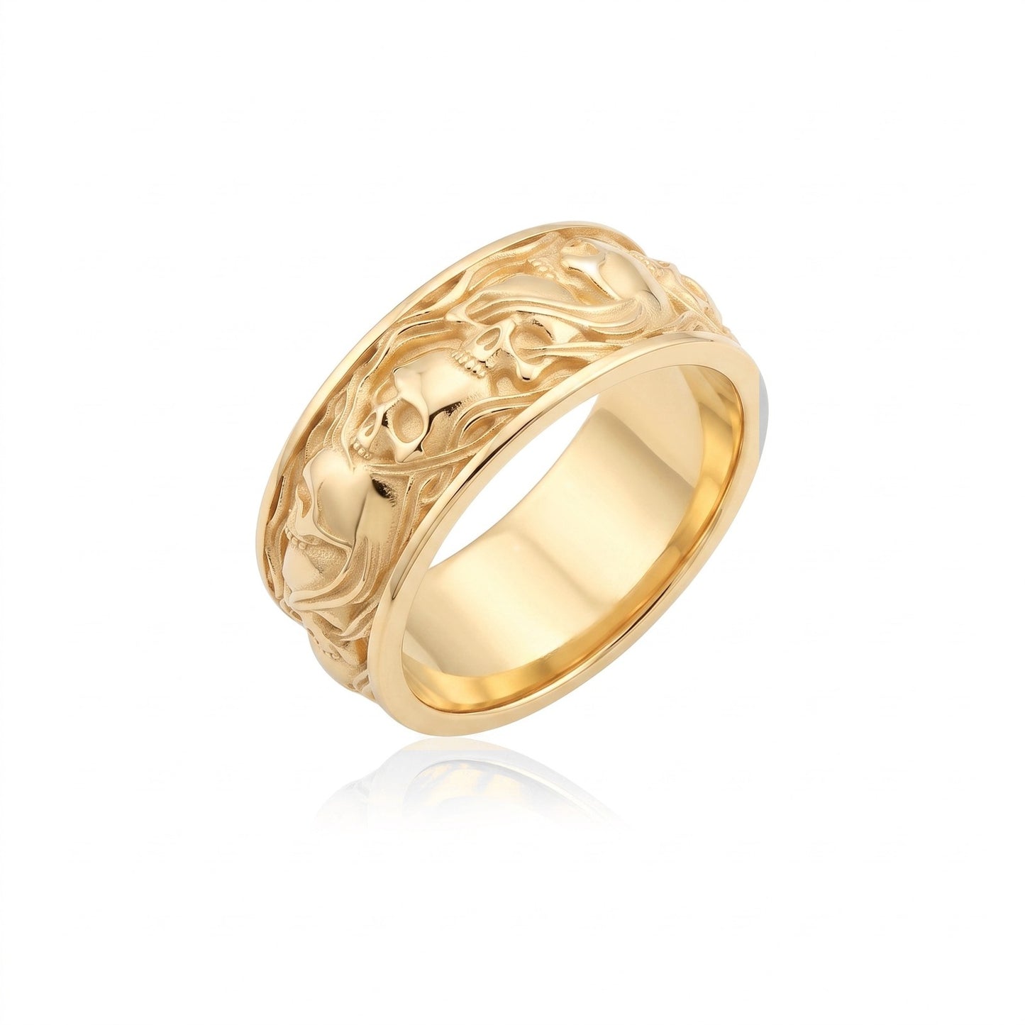 Skull and Smoke Band Ring