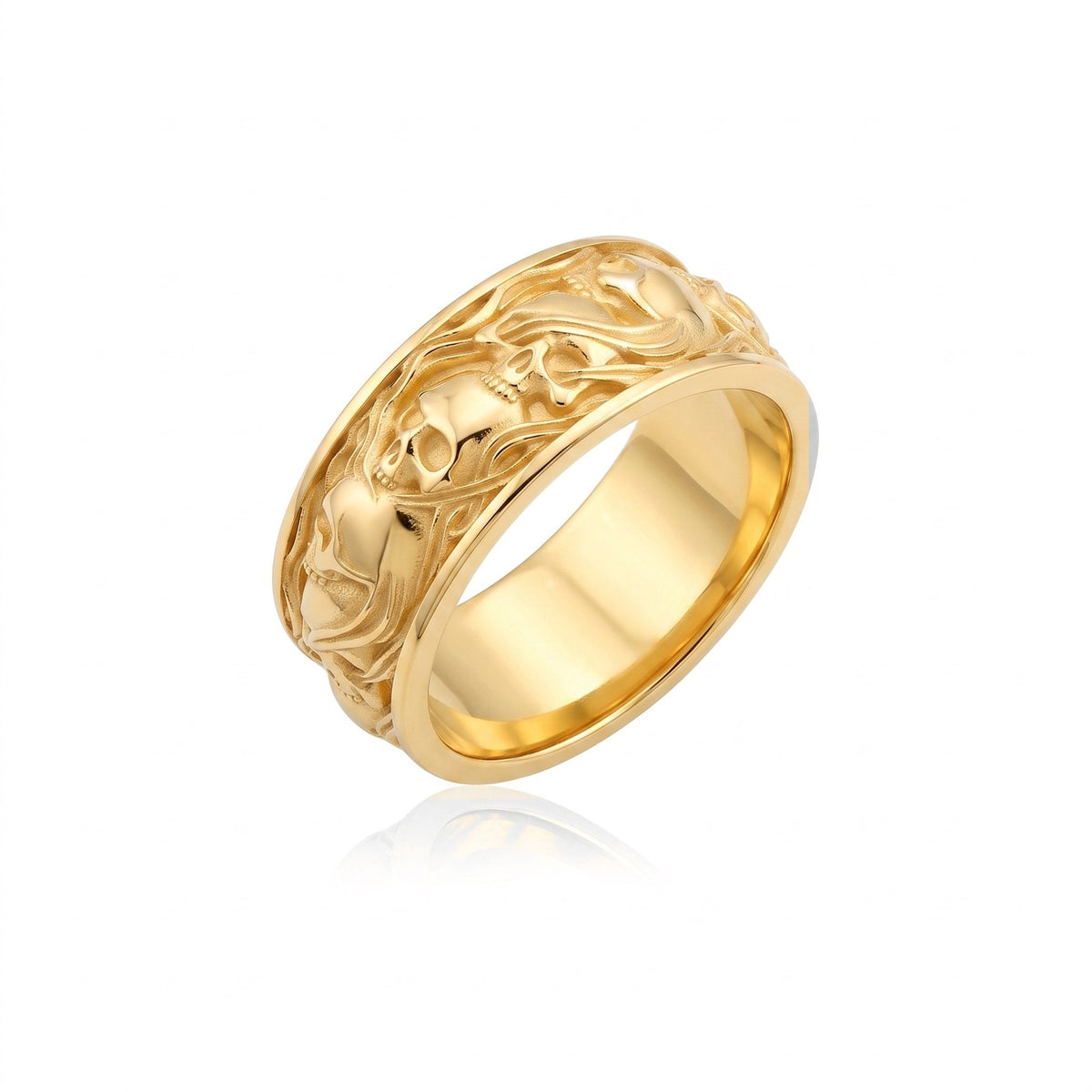 Skull and Smoke Band Ring