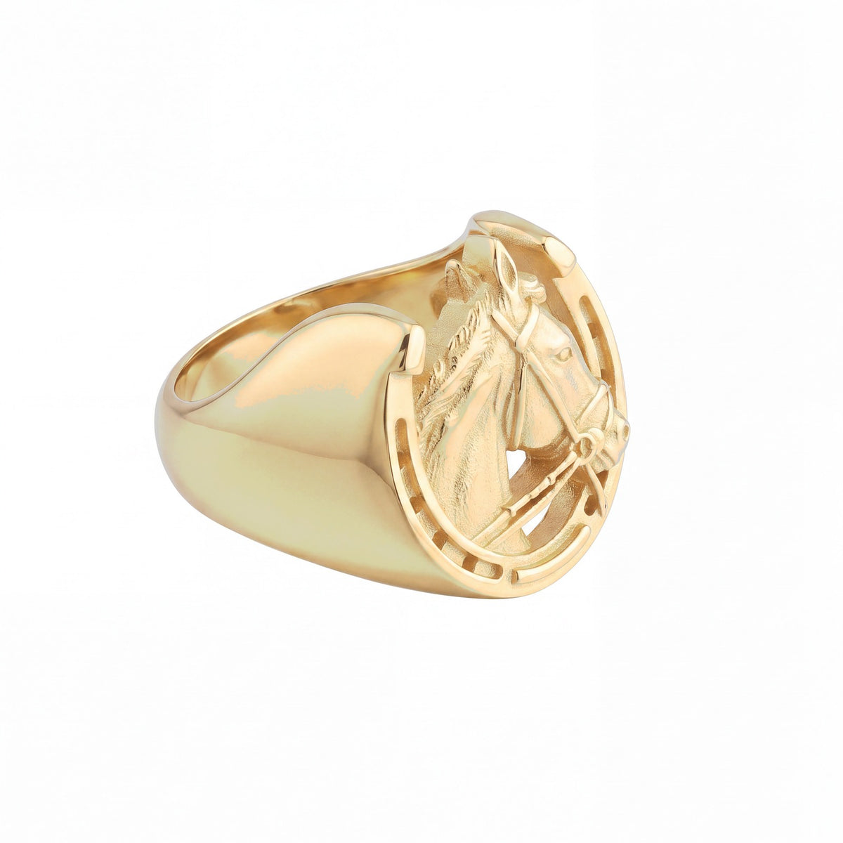 Equestrian Crest Horseshoe Ring
