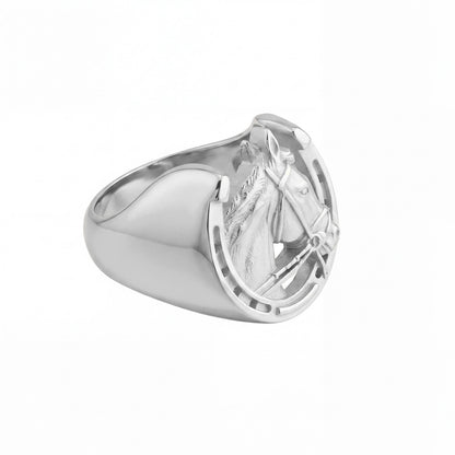 Equestrian Crest Horseshoe Ring
