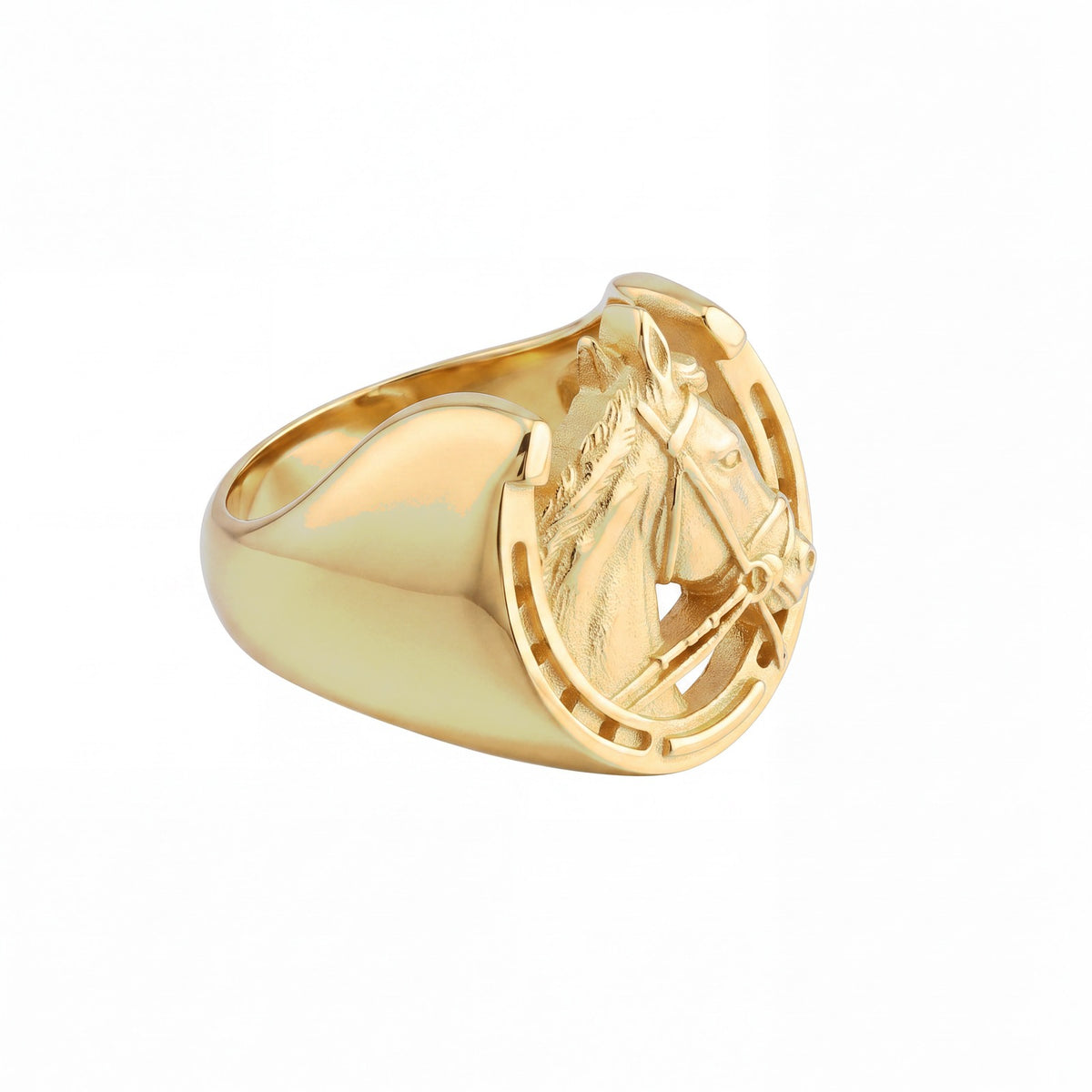 Equestrian Crest Horseshoe Ring