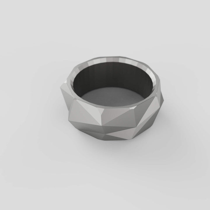 Faceted Geometric Band Ring