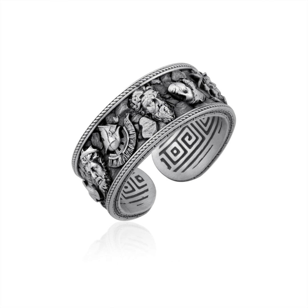 Greek Warrior Motif Band Ring
