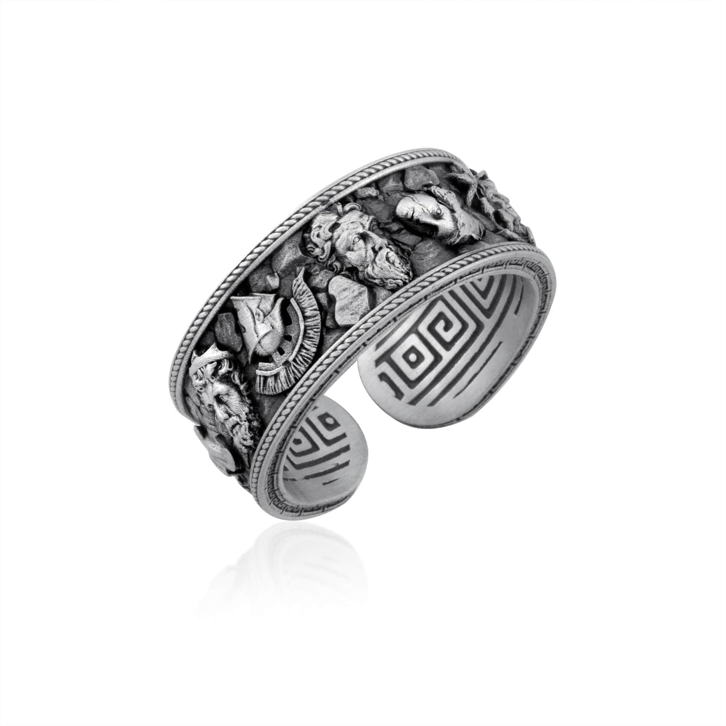 Greek Warrior Motif Band Ring