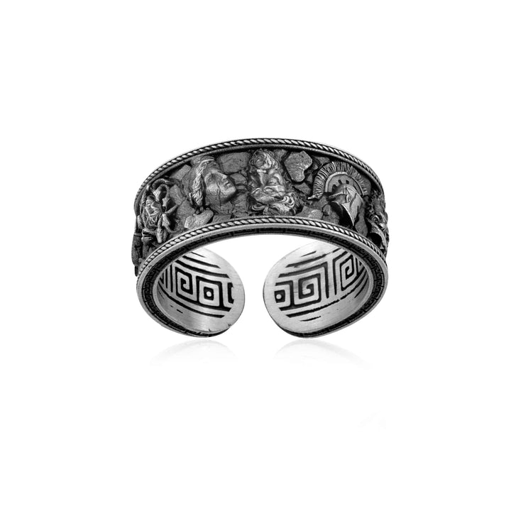 Greek Warrior Motif Band Ring