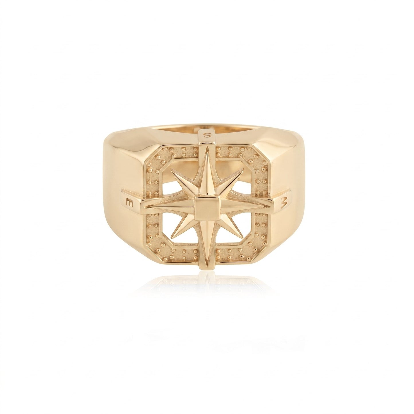 Compass Star Silver Signet Ring