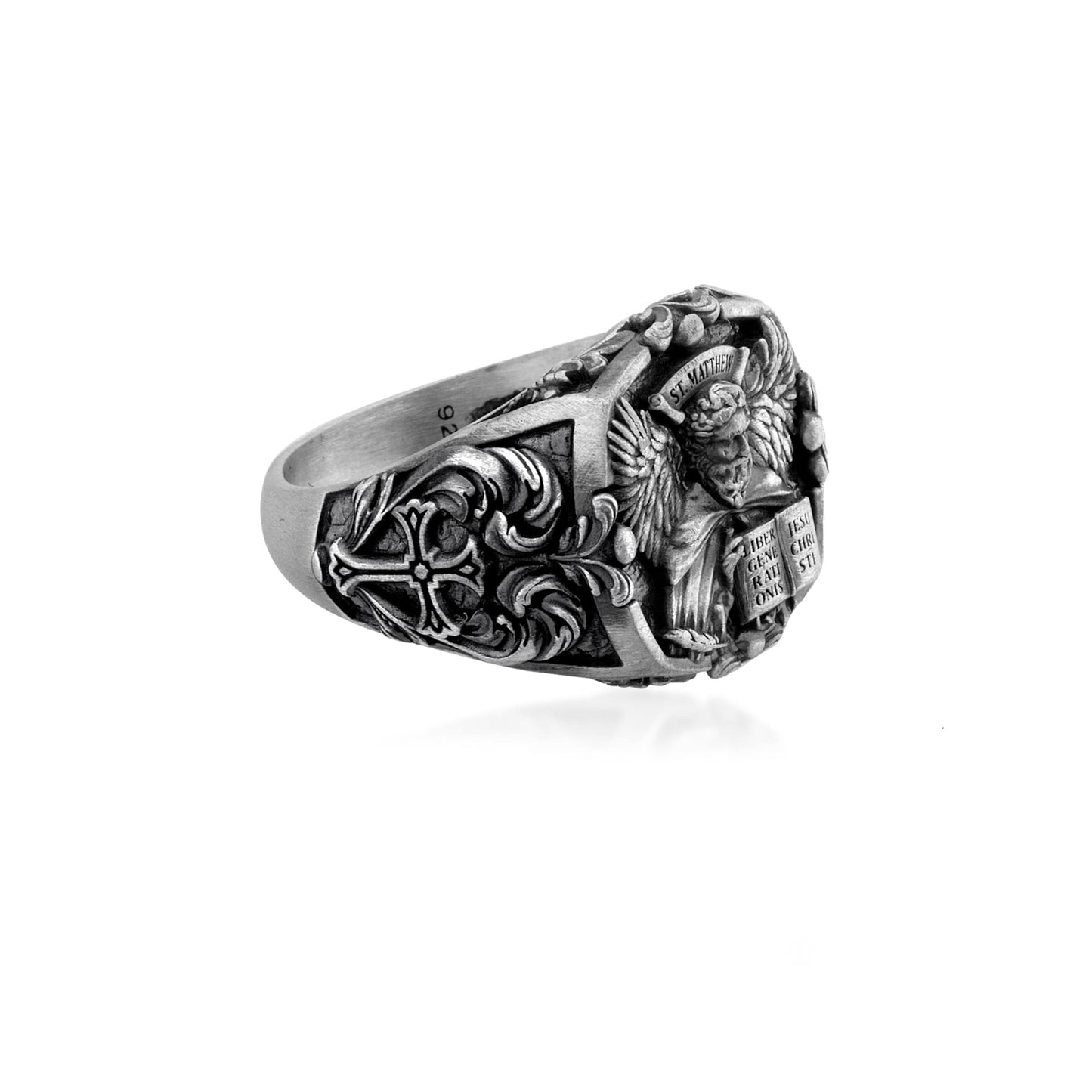 Saint Matthew Angel Silver Ring