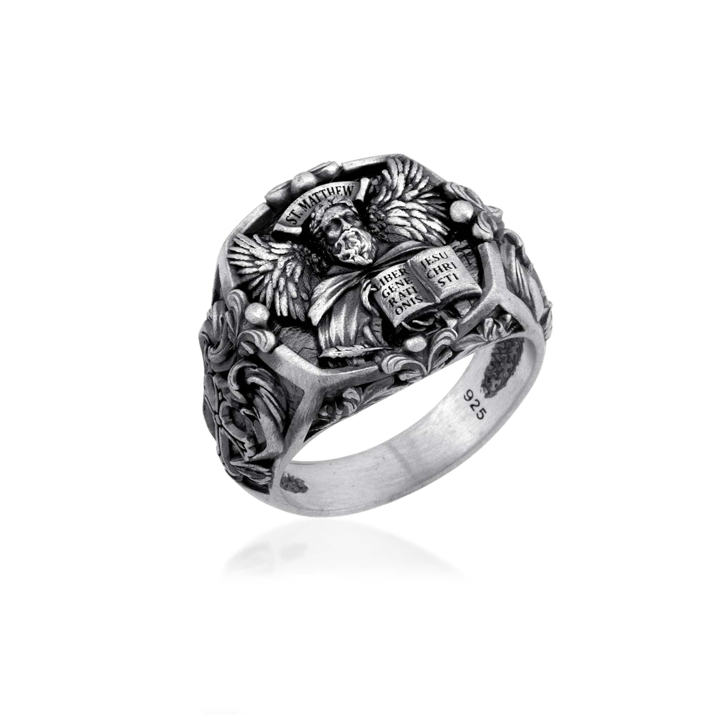 Saint Matthew Angel Silver Ring