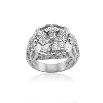 Saint Matthew Angel Silver Ring