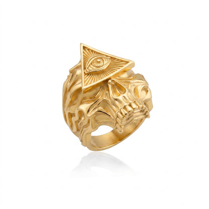 All Seeing Eye Skull Ring