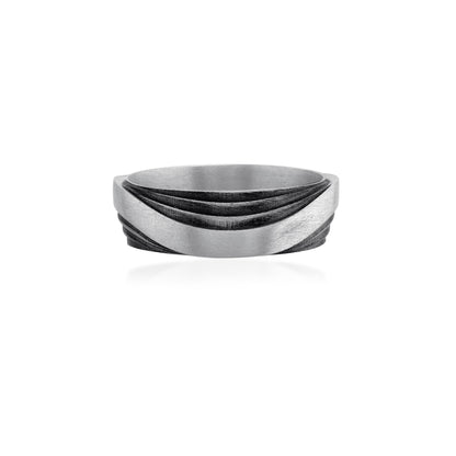 Wave Cut Silver Band Ring