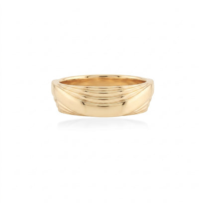 Wave Cut Silver Band Ring