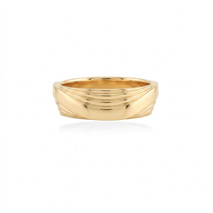 Wave Cut Silver Band Ring