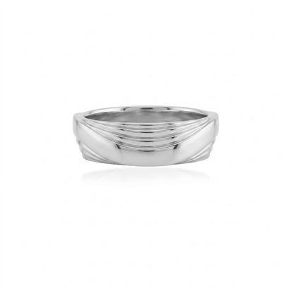 Wave Cut Silver Band Ring