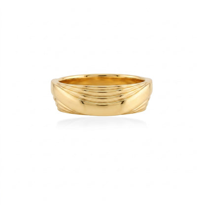 Wave Cut Silver Band Ring