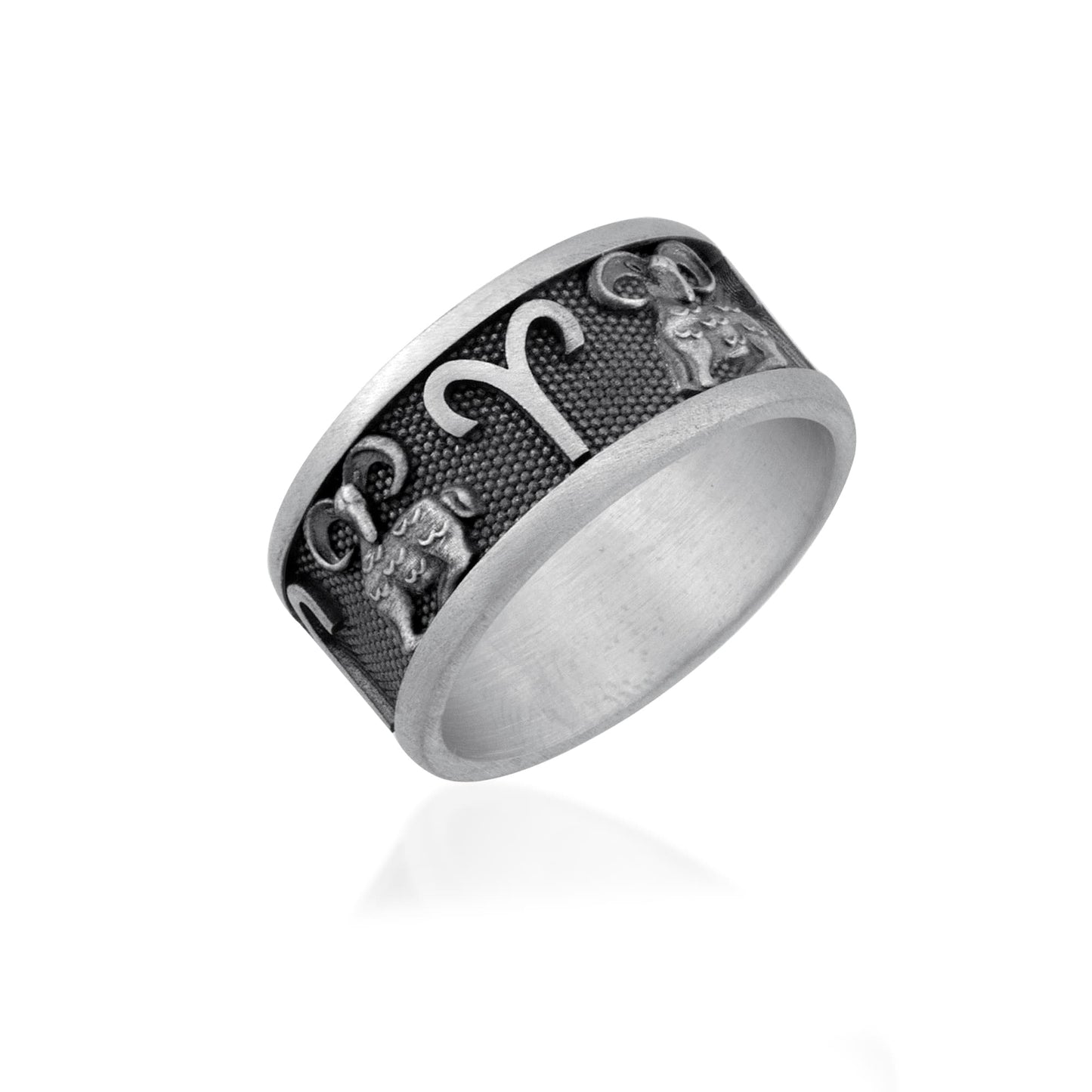 Aries Zodiac Silver Band Ring