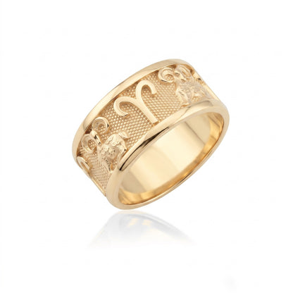 Aries Zodiac Silver Band Ring