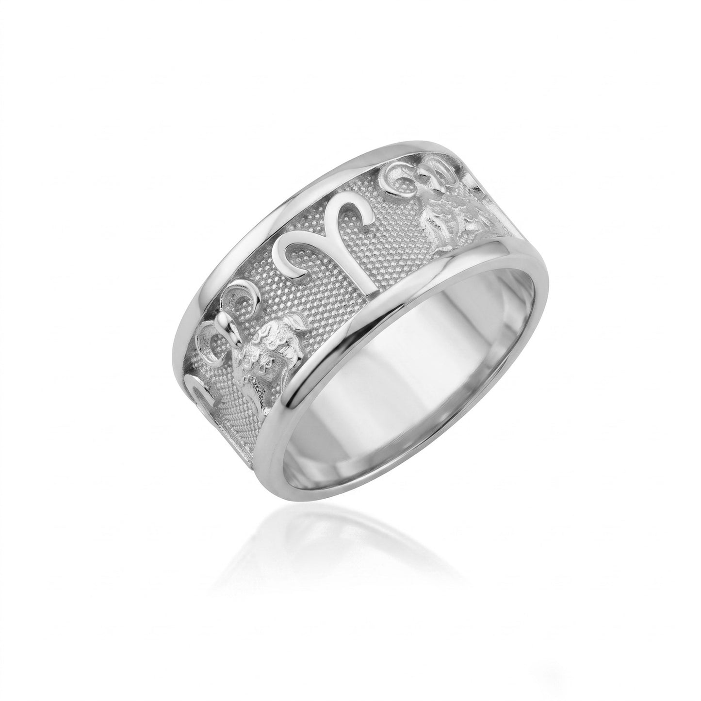Aries Zodiac Silver Band Ring