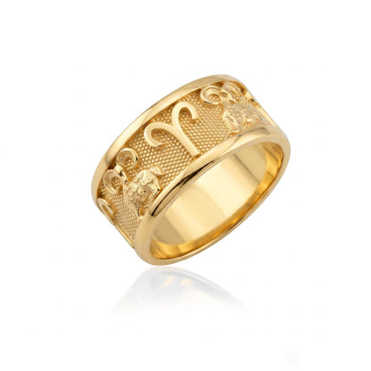 Aries Zodiac Silver Band Ring