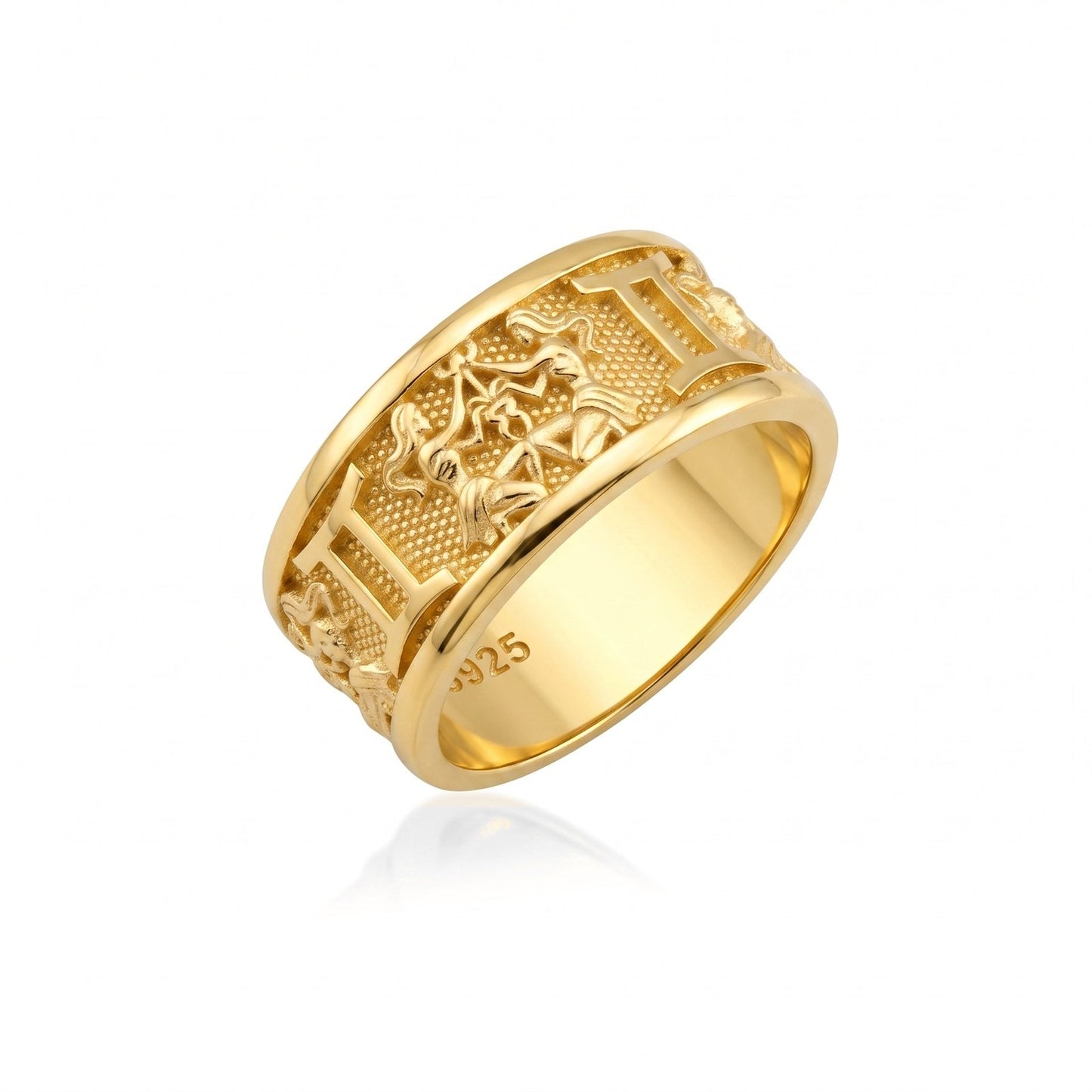 Gemini Zodiac Silver Band Ring