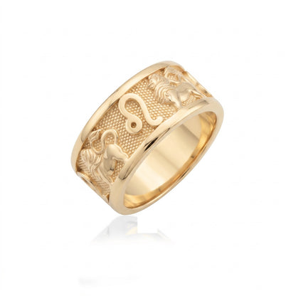Leo Zodiac Silver Band Ring