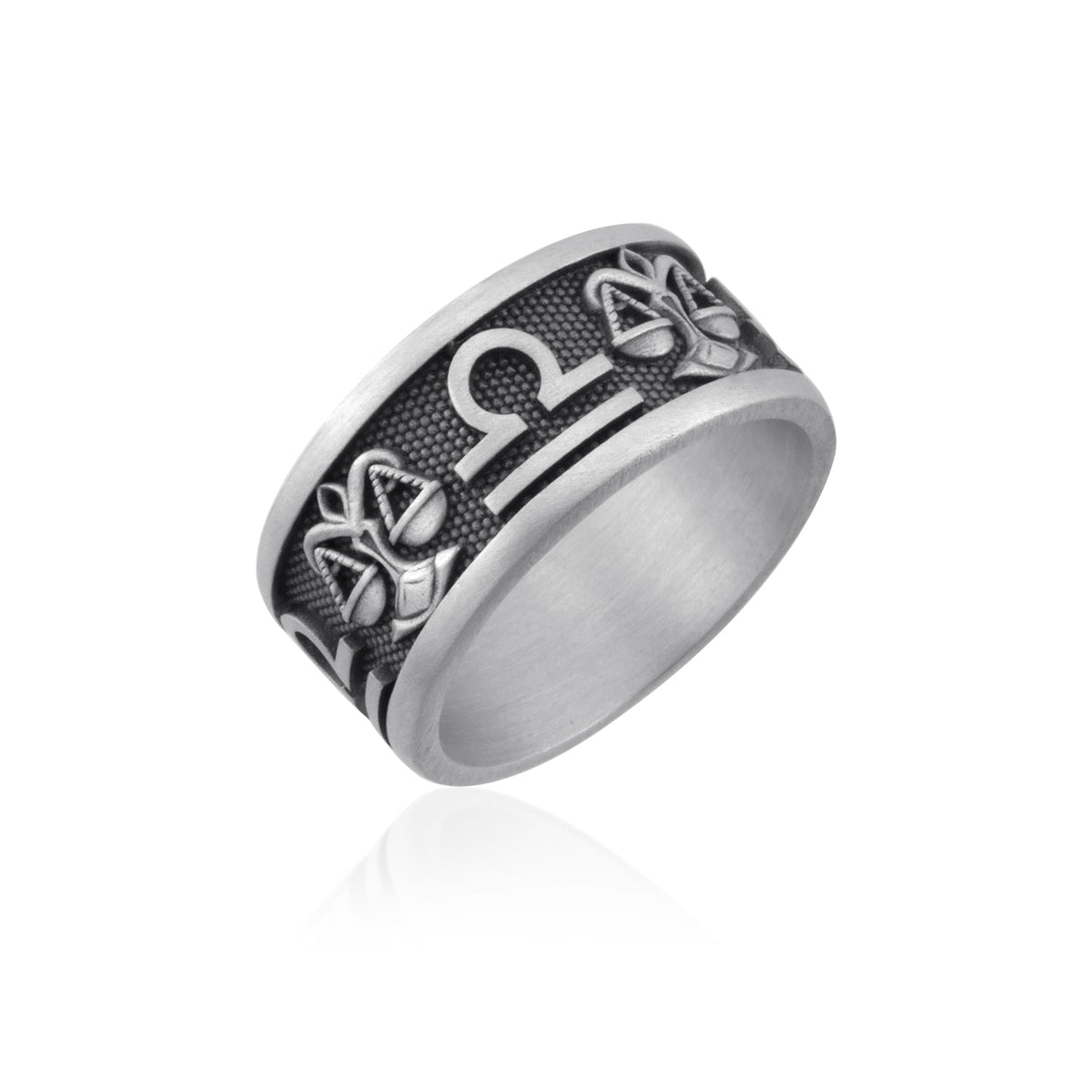Libra Zodiac Silver Band Ring