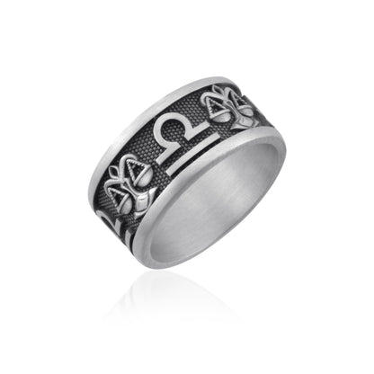 Libra Zodiac Silver Band Ring