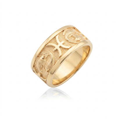 Pisces Zodiac Silver Band Ring
