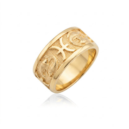 Pisces Zodiac Silver Band Ring