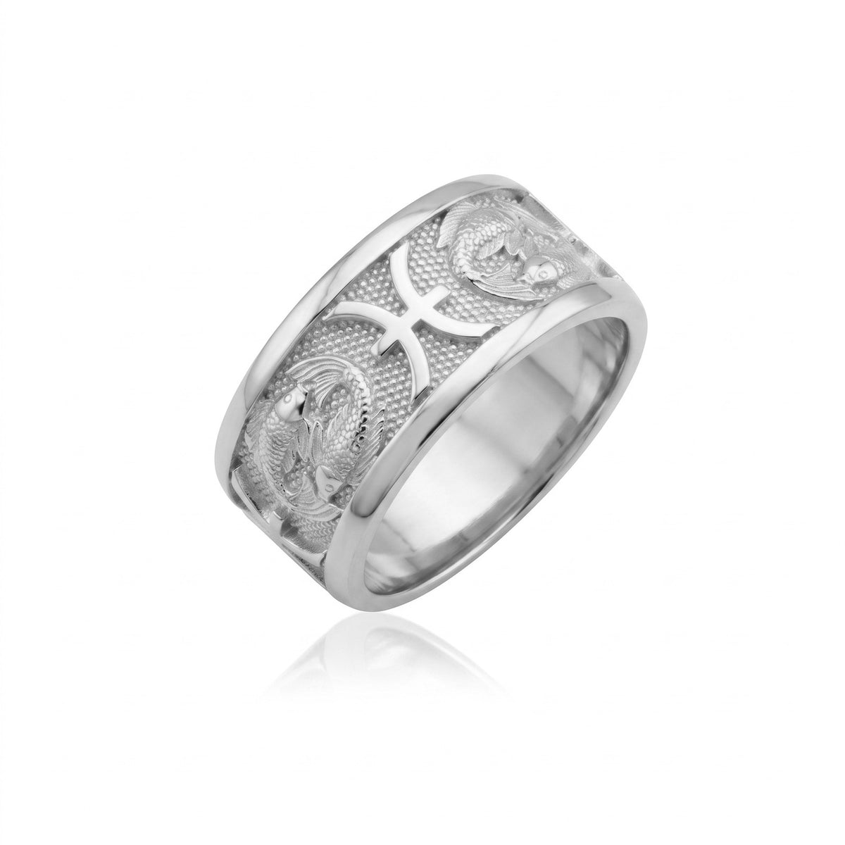 Pisces Zodiac Silver Band Ring