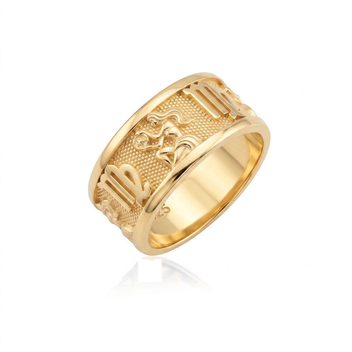 Virgo Zodiac Silver Band Ring