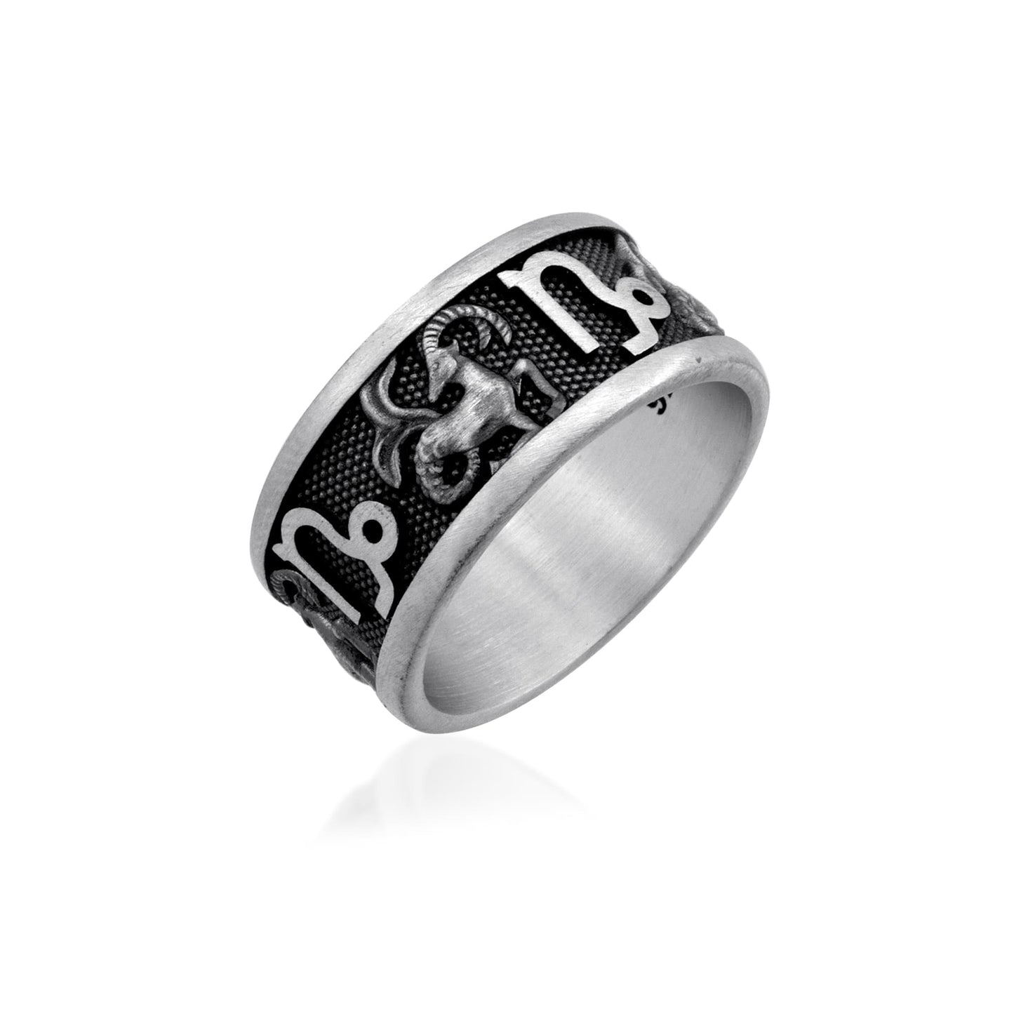 Capricorn Zodiac Silver Band Ring