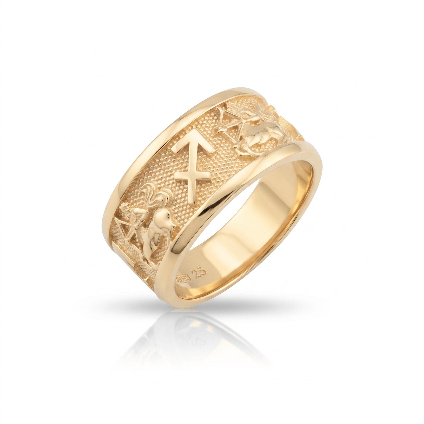 Sagittarius Zodiac Silver Band Ring