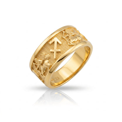 Sagittarius Zodiac Silver Band Ring
