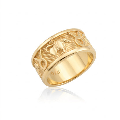 Taurus Zodiac Silver Band Ring