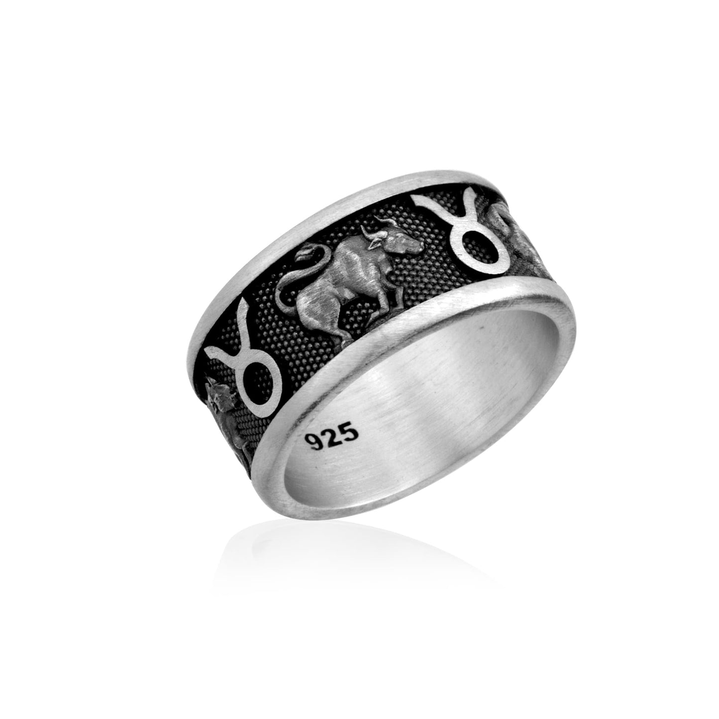 Taurus Zodiac Silver Band Ring